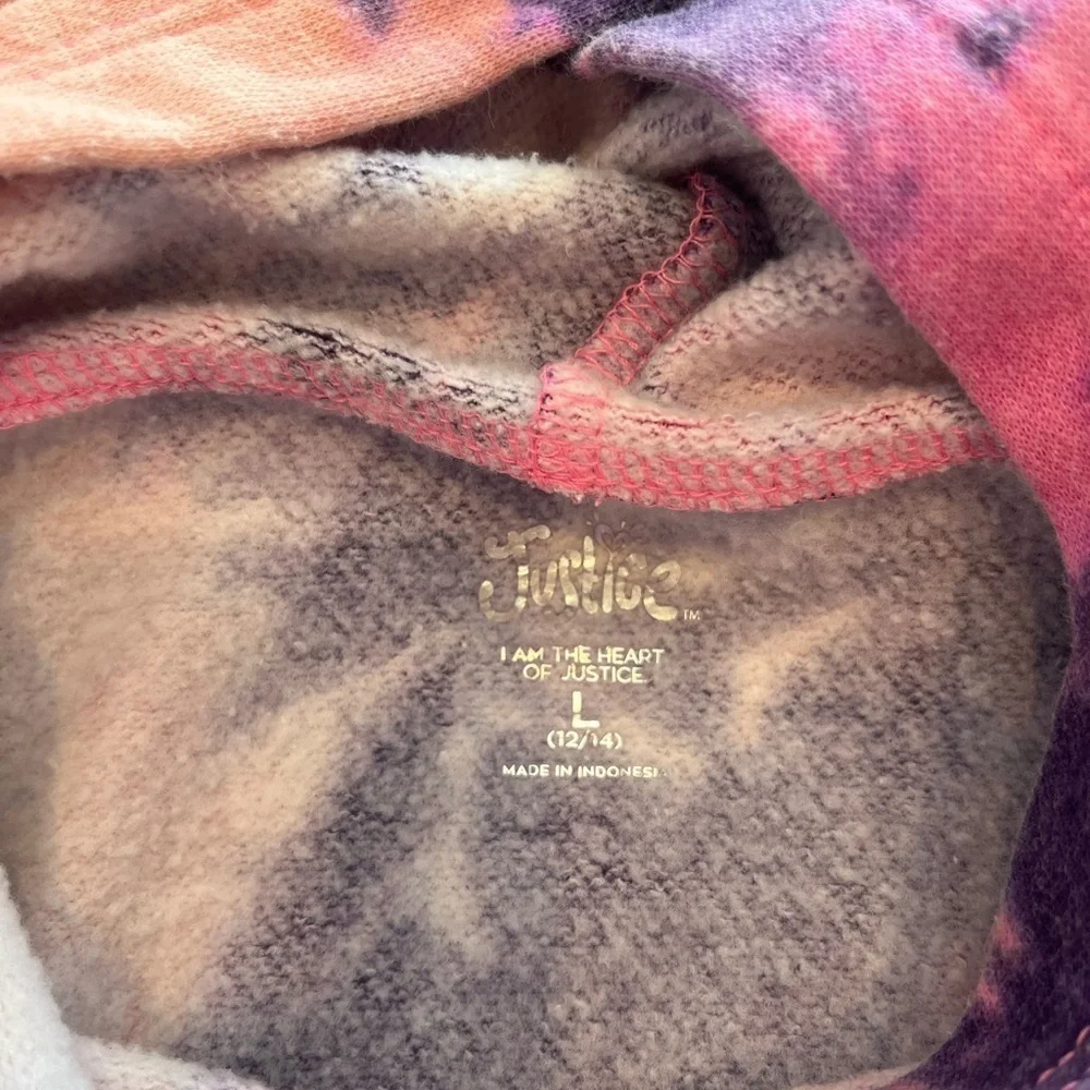 5 FOR $20 Justice Pink Tie Dye Glitter Hoodie Sweatshirt Big Girls Kids Sz Large